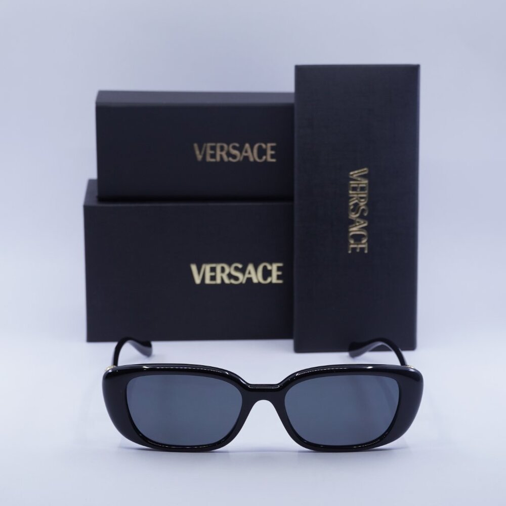 Versace VE4504D GB1/87 Rectangle Sunglasses – Shiny Black/Grey - Picture 2 of 9